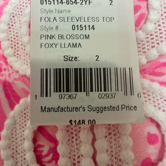 Lilly Pulitzer Pink Blossom Fola sleeveless top NWT SIZE 2 - Picture 5 of 11